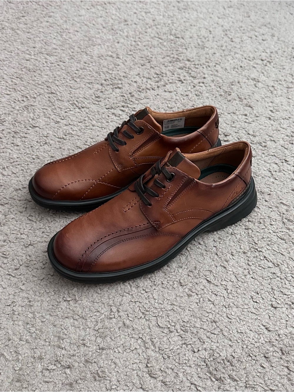 Clarks Gessler Lace-Up Derby Dark tan Leather Mens 9